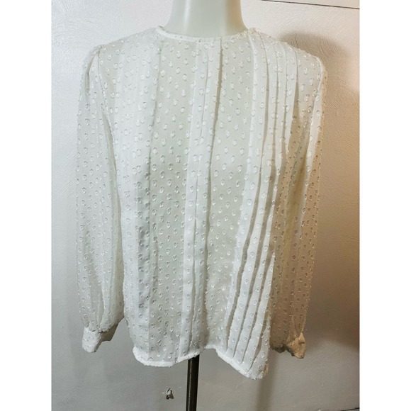 Zara XS plumetis sotted blouse longl sleeved with button cuff details - Picture 2 of 10